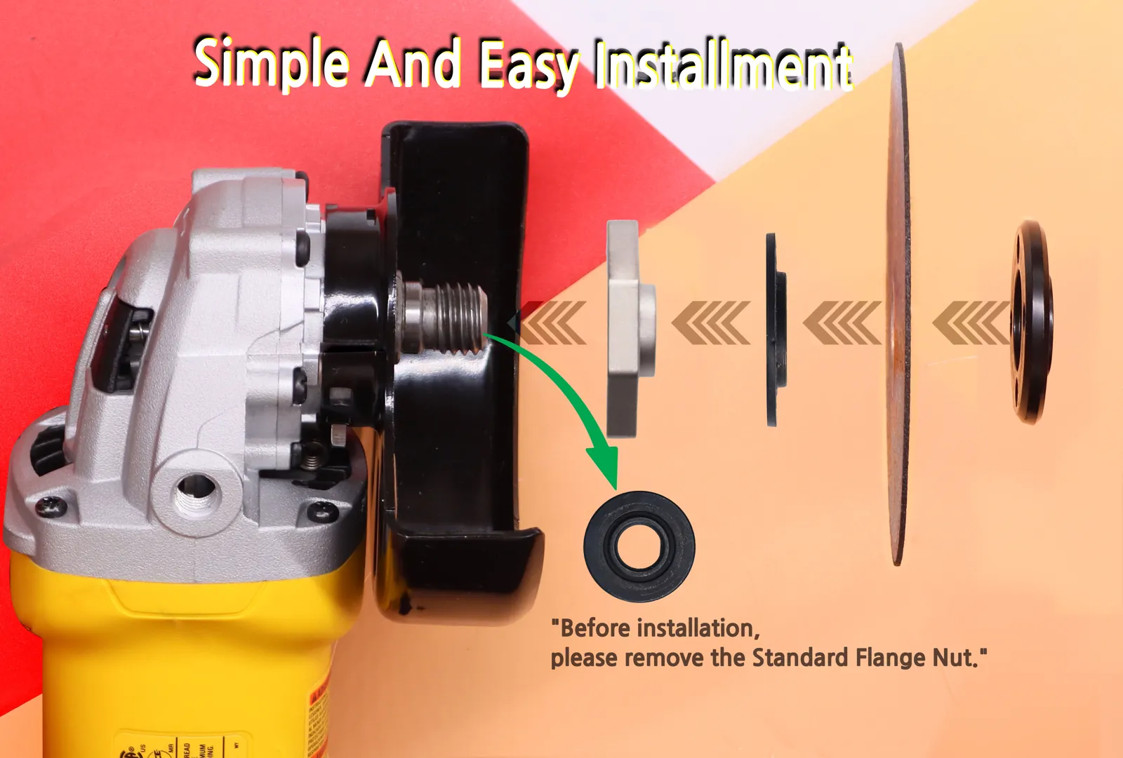 Installing the Magic Flange Nut onto a grinder spindle in seconds